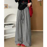 可愛い格子柄ロングパンツレディース 体型カバーパンツカジュアルきれいめ イージー… | SUNSHINE CLOSET | 詳細画像1 