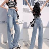 ダメージ デニムパンツ レディース着やせ | SUNSHINE CLOSET | 詳細画像13 