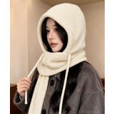 フード付きニットマフラーレディースリブニット帽暖かいフードウォーマーあったか 大… | SUNSHINE CLOSET | 詳細画像10