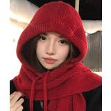 フード付きニットマフラーレディースリブニット帽暖かいフードウォーマーあったか 大… | SUNSHINE CLOSET | 詳細画像16