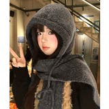 フード付きニットマフラーレディースリブニット帽暖かいフードウォーマーあったか 大… | SUNSHINE CLOSET | 詳細画像3