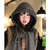 フード付きニットマフラーレディースリブニット帽暖かいフードウォーマーあったか 大… | SUNSHINE CLOSET | 詳細画像4