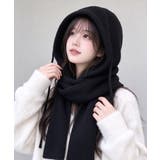 フード付きニットマフラーレディースリブニット帽暖かいフードウォーマーあったか 大… | SUNSHINE CLOSET | 詳細画像5