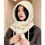 フード付きニットマフラーレディースリブニット帽暖かいフードウォーマーあったか 大… | SUNSHINE CLOSET | 詳細画像8