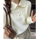 ポロカラーニットトップス ゴールドボタン | SUNSHINE CLOSET | 詳細画像1 