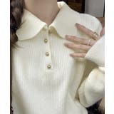 ポロカラーニットトップス ゴールドボタン | SUNSHINE CLOSET | 詳細画像2 