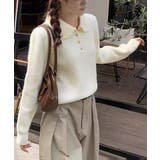 ポロカラーニットトップス ゴールドボタン | SUNSHINE CLOSET | 詳細画像3 
