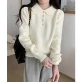 ポロカラーニットトップス ゴールドボタン | SUNSHINE CLOSET | 詳細画像6 
