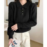 ポロカラーニットトップス ゴールドボタン | SUNSHINE CLOSET | 詳細画像7 