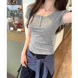 レディースタイトトップス細見え 刺しゅうロゴtシャツフロントボタンリブカットソー… | SUNSHINE CLOSET | 詳細画像18