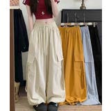 レディース ハイウエストナイロンワイドパンツ 韓国風ワークパンツ | SUNSHINE CLOSET | 詳細画像13 
