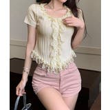 レースフリルニットトップスショート丈夏服 | SUNSHINE CLOSET | 詳細画像3