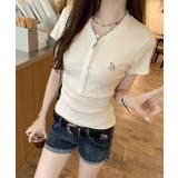 細見えリブトップス ハーフボタン コンパクトTシャツ | SUNSHINE CLOSET | 詳細画像15