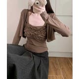 レディースインナーフリルキャミソールカップ付き おしゃれショートカーディガン長袖… | SUNSHINE CLOSET | 詳細画像10