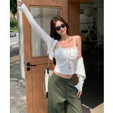 レディースインナーフリルキャミソールカップ付き おしゃれショートカーディガン長袖… | SUNSHINE CLOSET | 詳細画像2