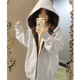 レディース 韓国風チェックライニングパーカー レイヤード風羽織り | SUNSHINE CLOSET | 詳細画像14