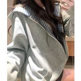 レディース 韓国風チェックライニングパーカー レイヤード風羽織り | SUNSHINE CLOSET | 詳細画像2