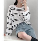 透かし編み ニットトップス ボーダー夏服 | SUNSHINE CLOSET | 詳細画像1 