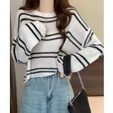 透かし編み ニットトップス ボーダー夏服 | SUNSHINE CLOSET | 詳細画像3 