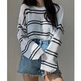 透かし編み ニットトップス ボーダー夏服 | SUNSHINE CLOSET | 詳細画像4 