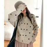 クルーネックカーディガン 前開きニットトップス 水玉柄長袖ニットゆったり | SUNSHINE CLOSET | 詳細画像13 