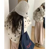 クルーネックカーディガン 前開きニットトップス 水玉柄長袖ニットゆったり | SUNSHINE CLOSET | 詳細画像14 