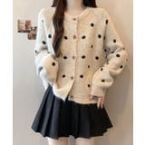 クルーネックカーディガン 前開きニットトップス 水玉柄長袖ニットゆったり | SUNSHINE CLOSET | 詳細画像15 