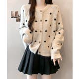 クルーネックカーディガン 前開きニットトップス 水玉柄長袖ニットゆったり | SUNSHINE CLOSET | 詳細画像16 