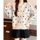 クルーネックカーディガン 前開きニットトップス 水玉柄長袖ニットゆったり | SUNSHINE CLOSET | 詳細画像17 
