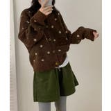 クルーネックカーディガン 前開きニットトップス 水玉柄長袖ニットゆったり | SUNSHINE CLOSET | 詳細画像2 