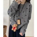 クルーネックカーディガン 前開きニットトップス 水玉柄長袖ニットゆったり | SUNSHINE CLOSET | 詳細画像7 