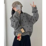 クルーネックカーディガン 前開きニットトップス 水玉柄長袖ニットゆったり | SUNSHINE CLOSET | 詳細画像8 