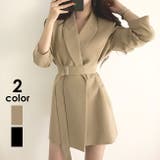 SUNSHINE CLOSET（サンシャインクローゼット） | ジャケット ワンピース レディース ベルト付き  長袖 アウター 春 春服 オフィスカジュアル 韓国ファッション 韓国