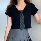 ブラック | リブニット ショート丈 へそ出し | ANGELCLOSET