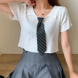 ホワイト | リブニット ショート丈 へそ出し | ANGELCLOSET