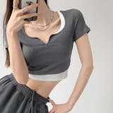 ダークグレー | ショート丈トップス へそ出し カットソー | ANGELCLOSET