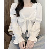 ブラウス 白黒 シャーリング ショート丈 | SUNSHINE CLOSET | 詳細画像1