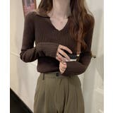 リブニットトップス Vネック 春秋冬 | SUNSHINE CLOSET | 詳細画像6