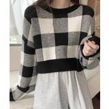 チェック柄ニット ショート丈 長袖ニット | SUNSHINE CLOSET | 詳細画像1 