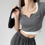 ショート丈トップス へそ出し カットソー | ANGELCLOSET | 詳細画像4