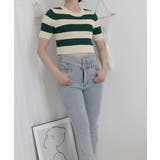 サマーニット ボーダー柄 半袖ニットソー | ANGELCLOSET | 詳細画像6
