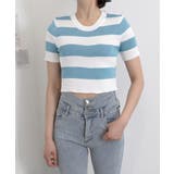 サマーニット ボーダー柄 半袖ニットソー | ANGELCLOSET | 詳細画像7