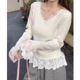 ニットトップス レース切替え Vネック服 | SUNSHINE CLOSET | 詳細画像1