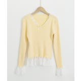 ニットトップス レース切替え Vネック服 | SUNSHINE CLOSET | 詳細画像11