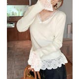 ニットトップス レース切替え Vネック服 | SUNSHINE CLOSET | 詳細画像2