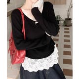 ニットトップス レース切替え Vネック服 | SUNSHINE CLOSET | 詳細画像4