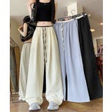 ハイウエストパンツ配色ウエスト 冷感タッチとろみパンツ 体型カバーストレートパン… | SUNSHINE CLOSET | 詳細画像2 