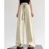 ハイウエストパンツ配色ウエスト 冷感タッチとろみパンツ 体型カバーストレートパン… | SUNSHINE CLOSET | 詳細画像3 