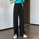 ブラック | スリットパンツ ハイウエストカラーパンツ | SUNSHINE CLOSET