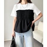 異素材切り替えトップスレディース ビスチェレイヤード風Tシャツ ペプラムトップス… | SUNSHINE CLOSET | 詳細画像5 
